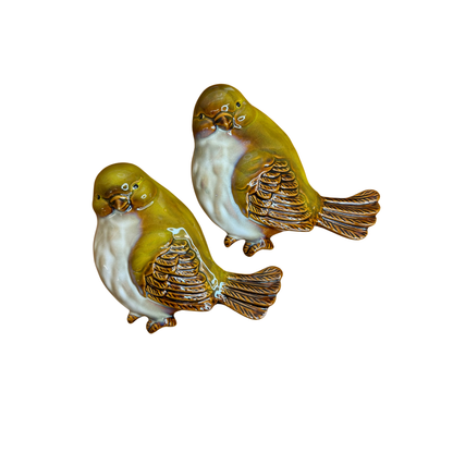 Lot de 2 oiseaux en barbotine – décoration murale