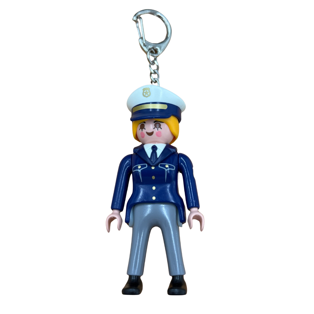 Lot de 2 porte-clés Playmobil style policier (1990 et 1997)