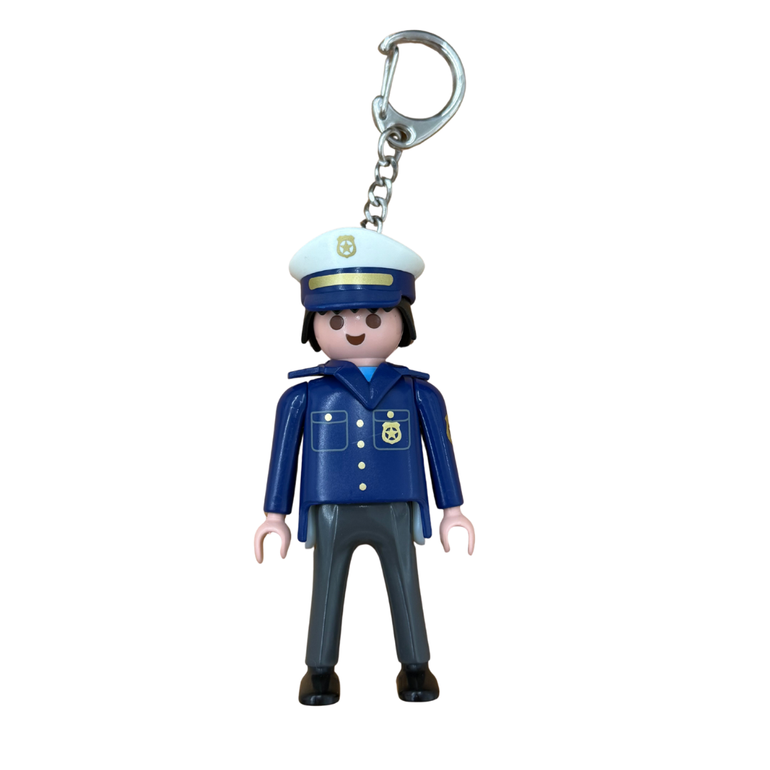 Lot de 2 porte-clés Playmobil style policier (1990 et 1997)