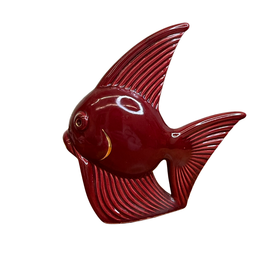 Céramique poisson rouge dorée Saint-Clément Art Déco – Modèle 3016
