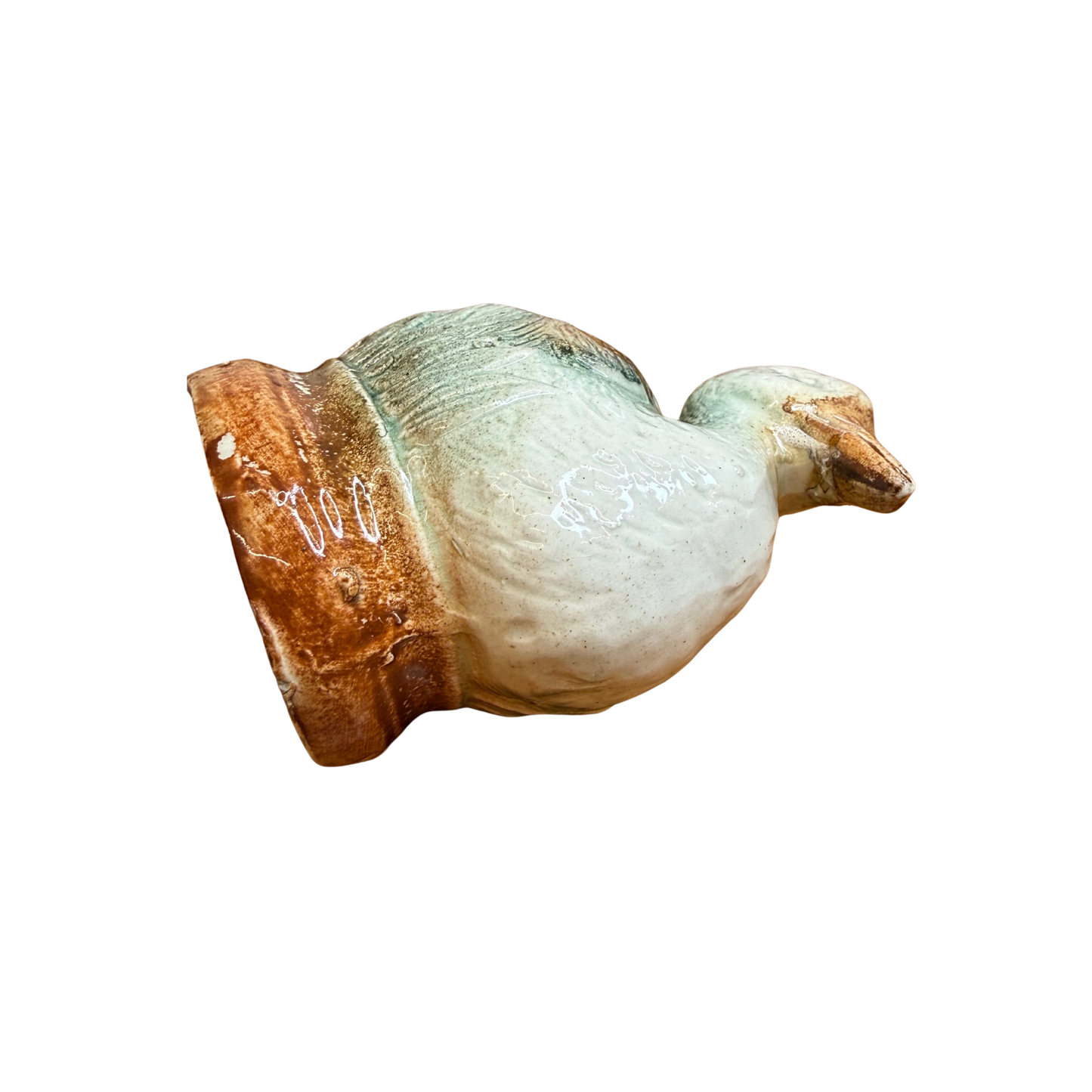 Petit canard tirelire à casser en barbotine (années 50/60)